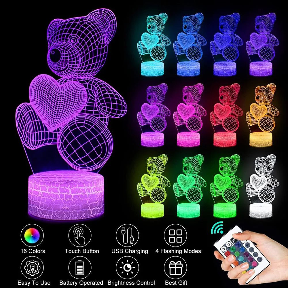 3D Lamp Acrylic USB LED Night Lights - Urban Mart