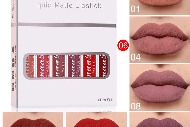 6 Boxes Of Matte Non - stick Cup Waterproof Lipstick - Urban Mart