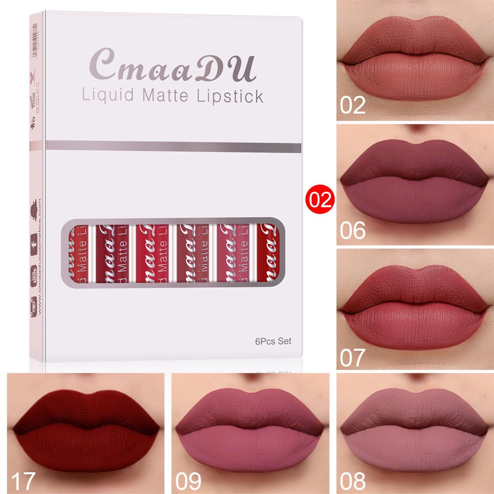 6 Boxes Of Matte Non - stick Cup Waterproof Lipstick - Urban Mart