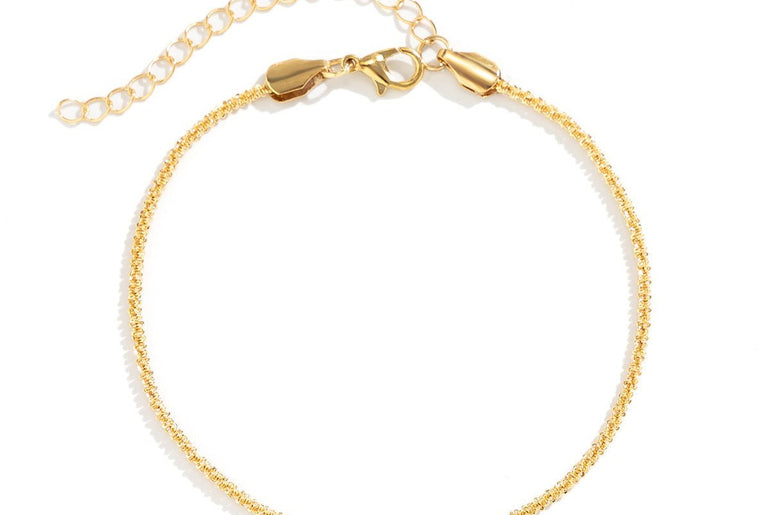 All - match Sparkling Slim Chain Metallic Anklet - Urban Mart