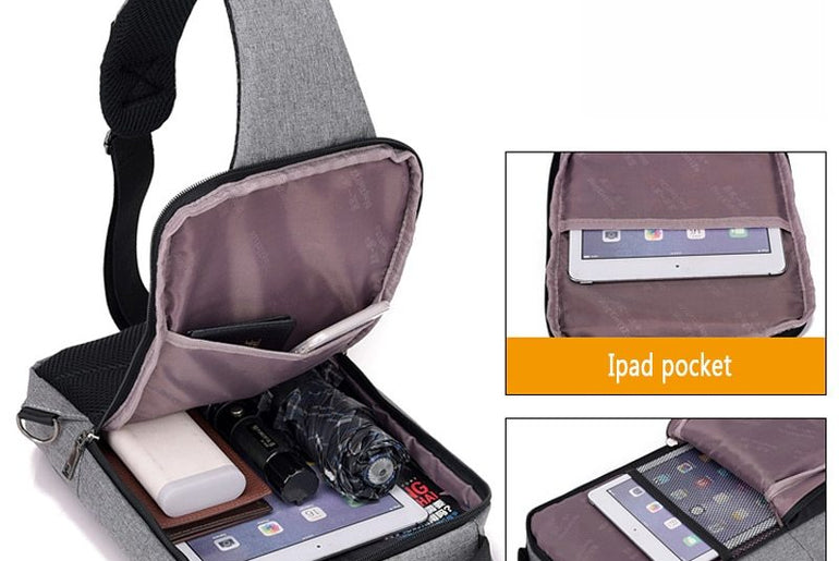 Anti - theft USB charging chest bag - Urban Mart