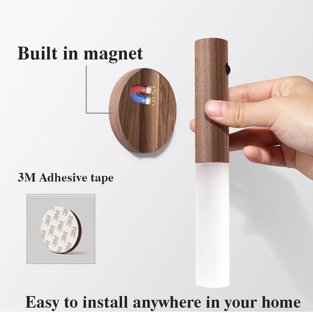 Auto LED USB Magnetic Wood Wireless Night Light - Urban Mart