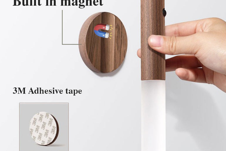 Auto LED USB Magnetic Wood Wireless Night Light - Urban Mart