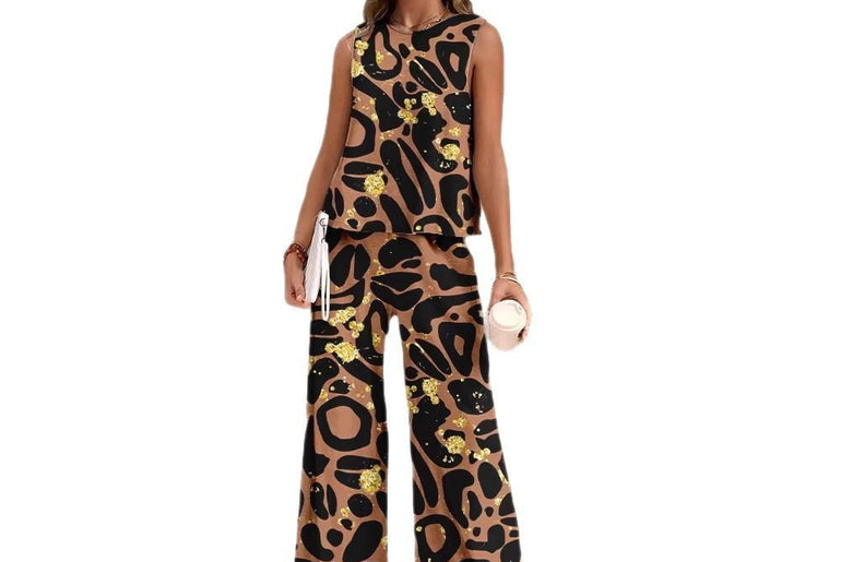 European And American Fashion Nation Geometric Vest Pants Suit - Urban Mart