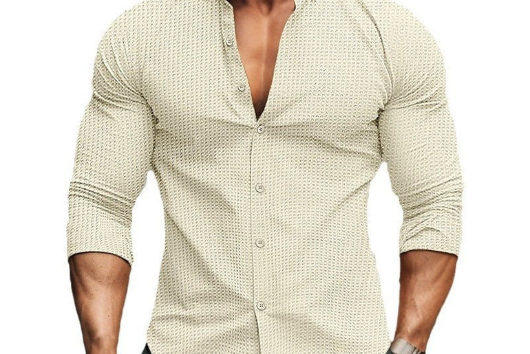 European And American Men's Solid Color Long - sleeved Shirt - Urban Mart