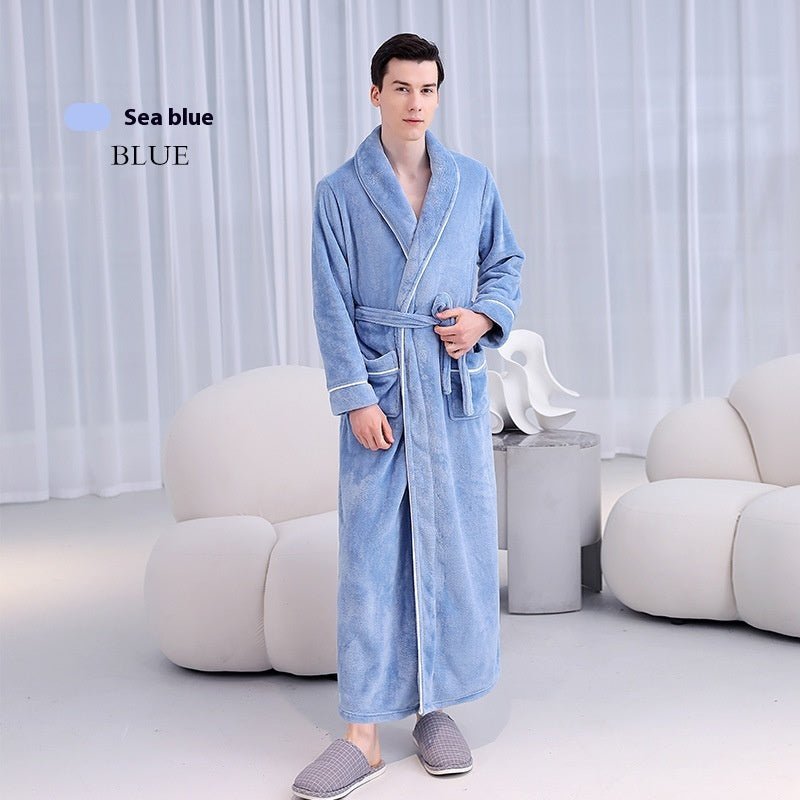 Extended Autumn And Winter Coral Fleece Bathrobe - Urban Mart