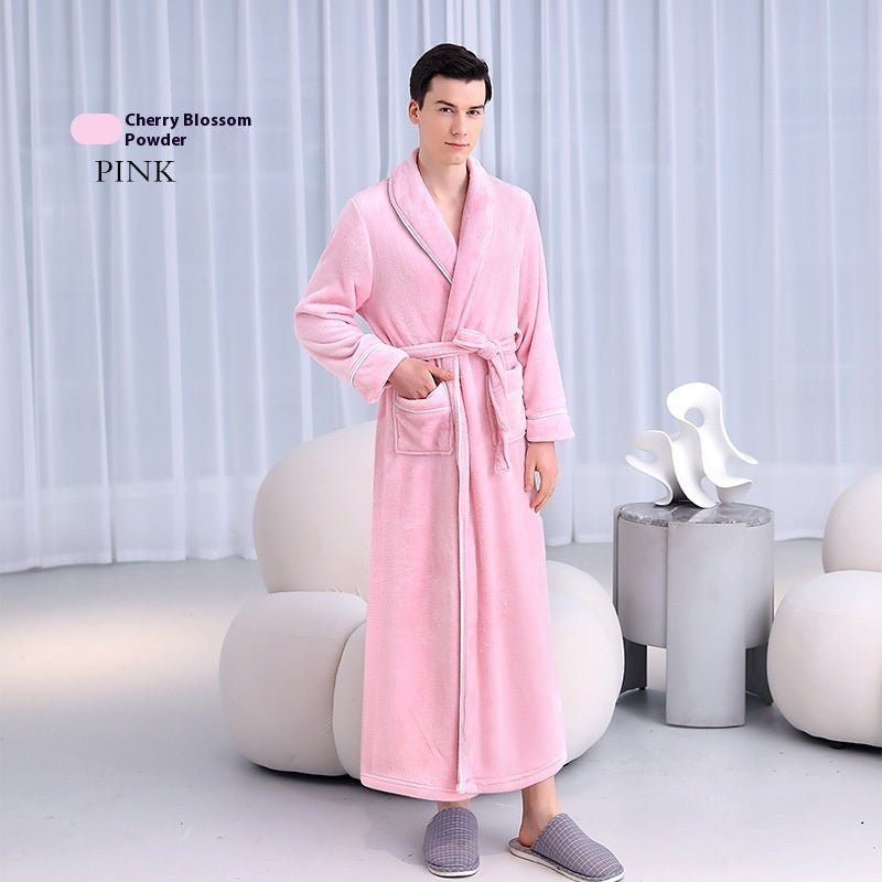 Extended Autumn And Winter Coral Fleece Bathrobe - Urban Mart