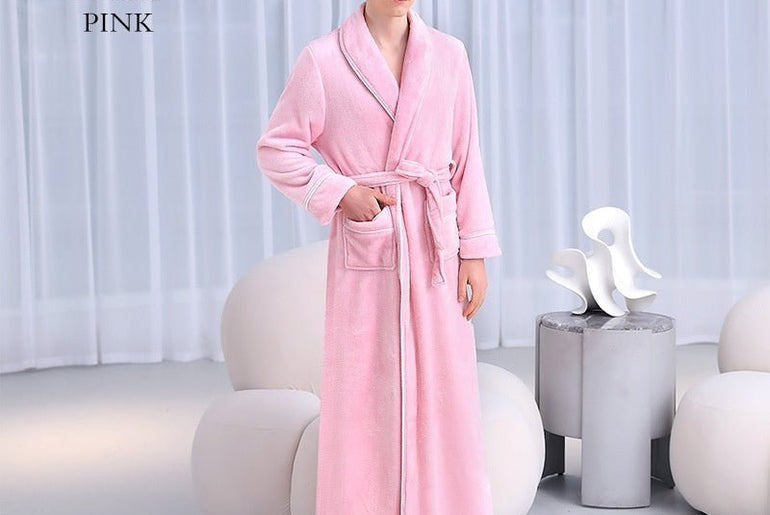 Extended Autumn And Winter Coral Fleece Bathrobe - Urban Mart