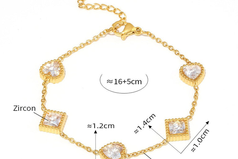 Gold Love Square Zircon Bracelet - Urban Mart