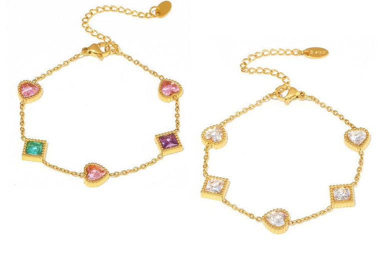 Gold Love Square Zircon Bracelet - Urban Mart