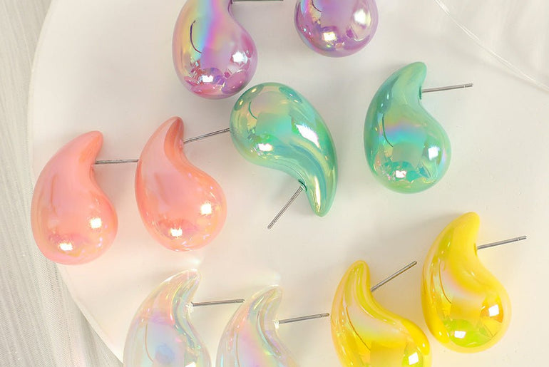 Gradient Color Hollow Water Drop Earrings Fashion - Urban Mart