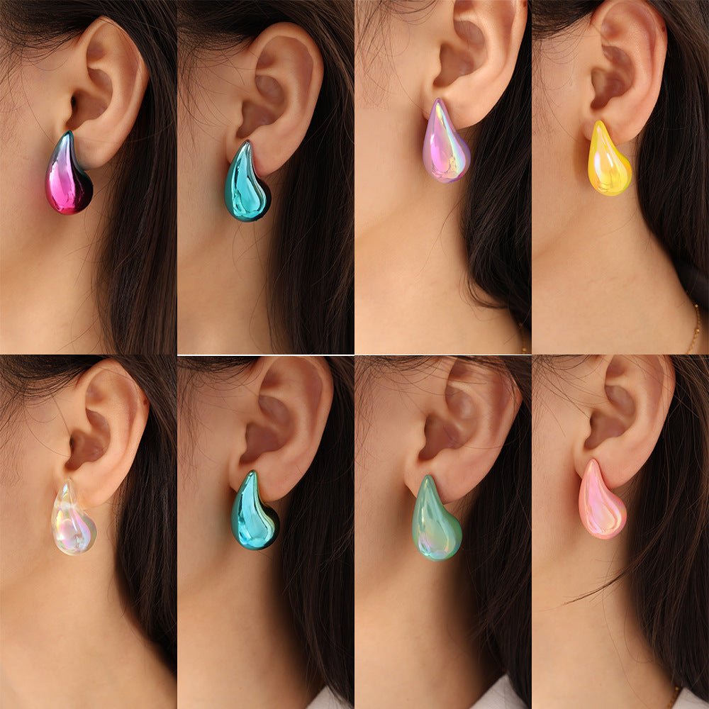 Gradient Color Hollow Water Drop Earrings Fashion - Urban Mart