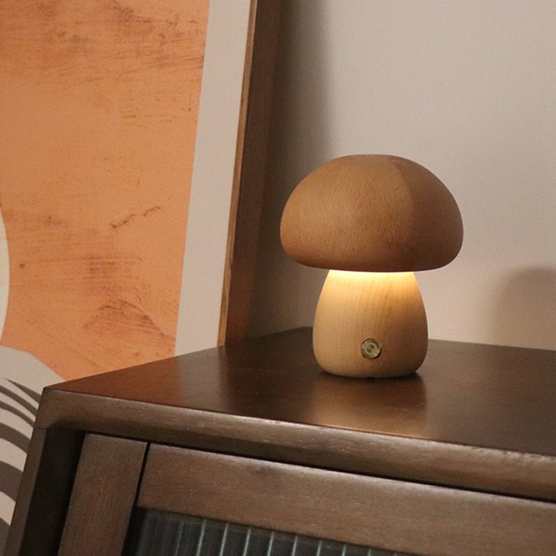 INS Wooden Cute Mushroom LED Night Lamp - Urban Mart