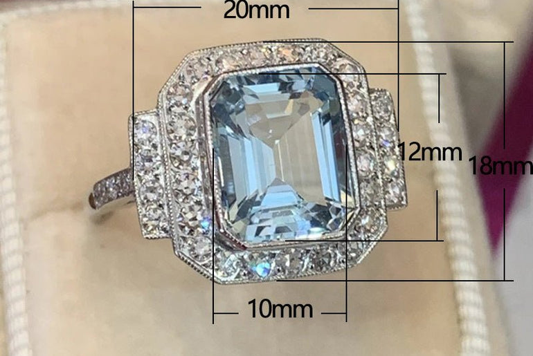 Luxury Square Sea Blue Zircon Ring For High - end Anniversary Celebration - Urban Mart