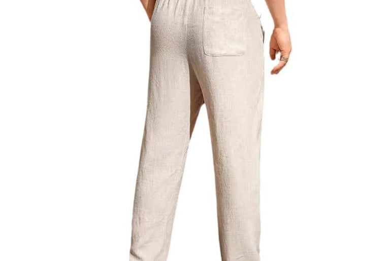 Men's Casual Cotton And Linen Drawstring Trousers Breathable Casual Versatile - Urban Mart