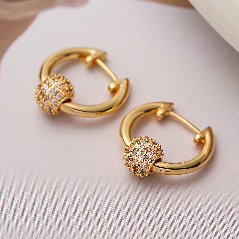 Mini Exquisite Real Gold Plating Zircon Geometry Ear Ring - Urban Mart