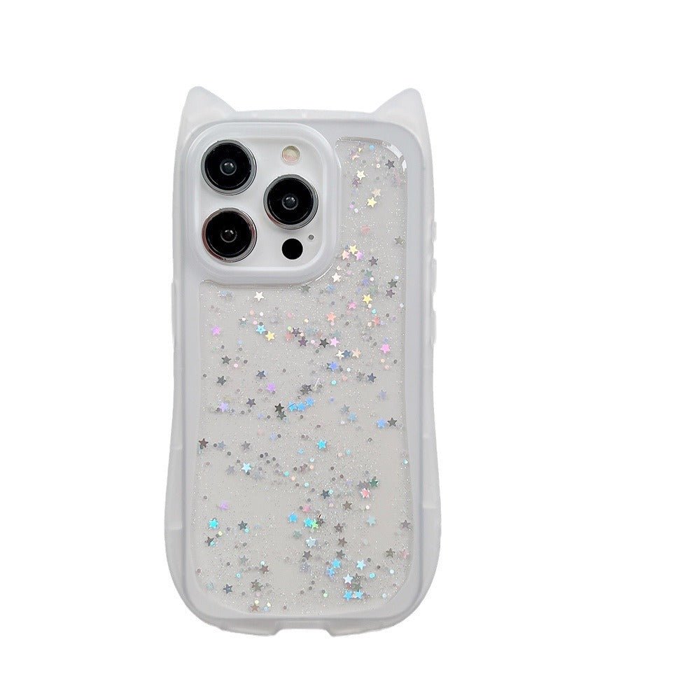 New Three - dimensional Cat Ears Epoxy Glitter Phone Case - Urban Mart