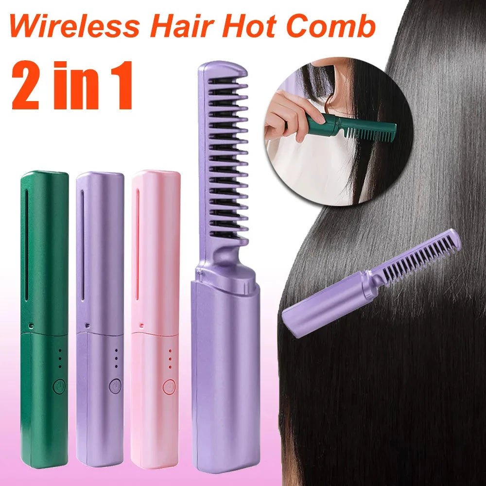 Professional Wireless Hair Straightener Curler Comb - Urban Mart