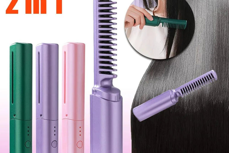 Professional Wireless Hair Straightener Curler Comb - Urban Mart