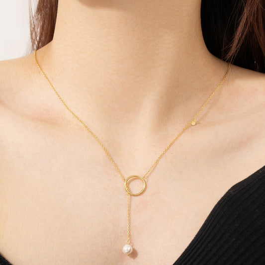 S925 Sterling Silver Brushed Ball Long Necklace - Urban Mart