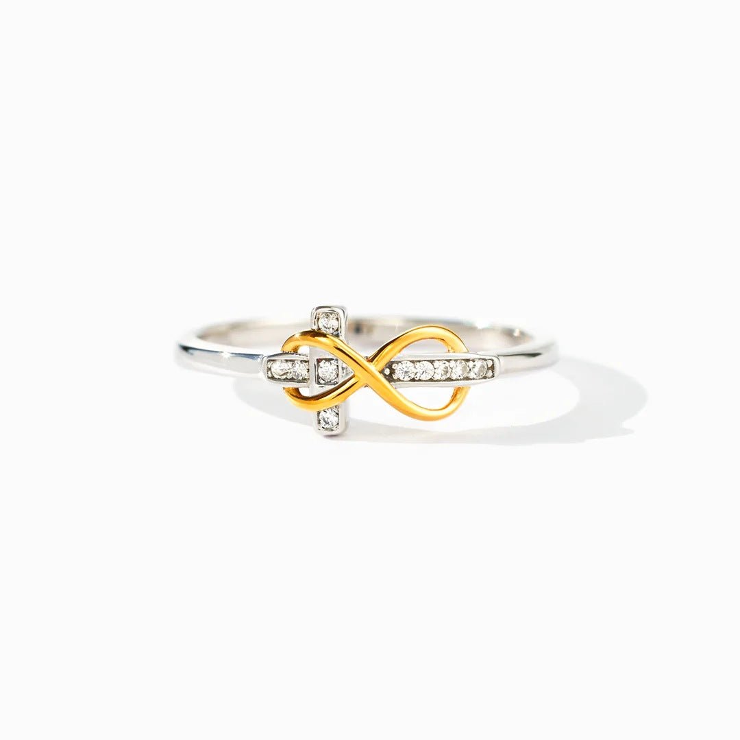 S925 Sterling Silver Infinite Cross Electroplated Two - color Ring - Urban Mart