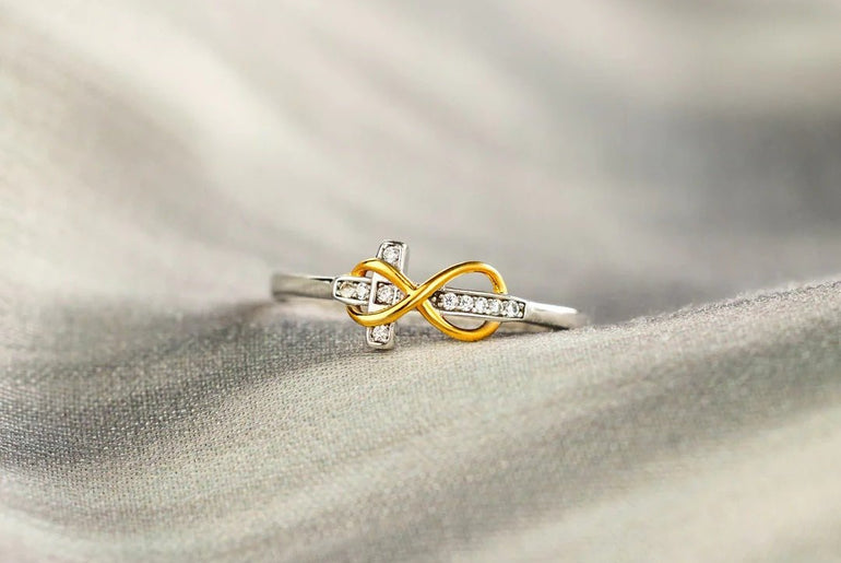 S925 Sterling Silver Infinite Cross Electroplated Two - color Ring - Urban Mart