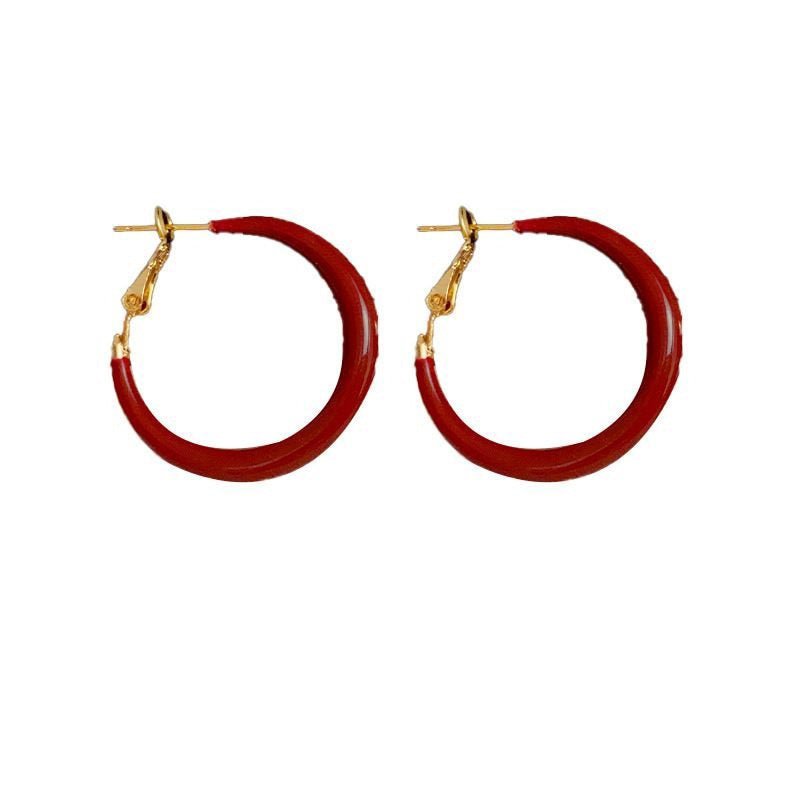 Special - interest Design Mild Luxury Retro Red Oil - spot Glaze Simple Bracelet Earrings - Urban Mart