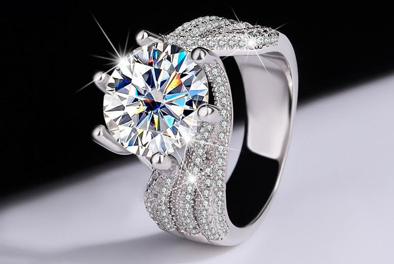 Sterling Silver Moissanite Diamond Ring - Urban Mart