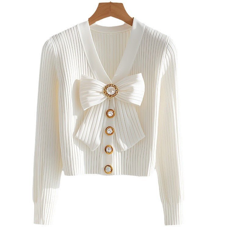 White Long - sleeved Fashionable High - end Chic Sweater - Urban Mart