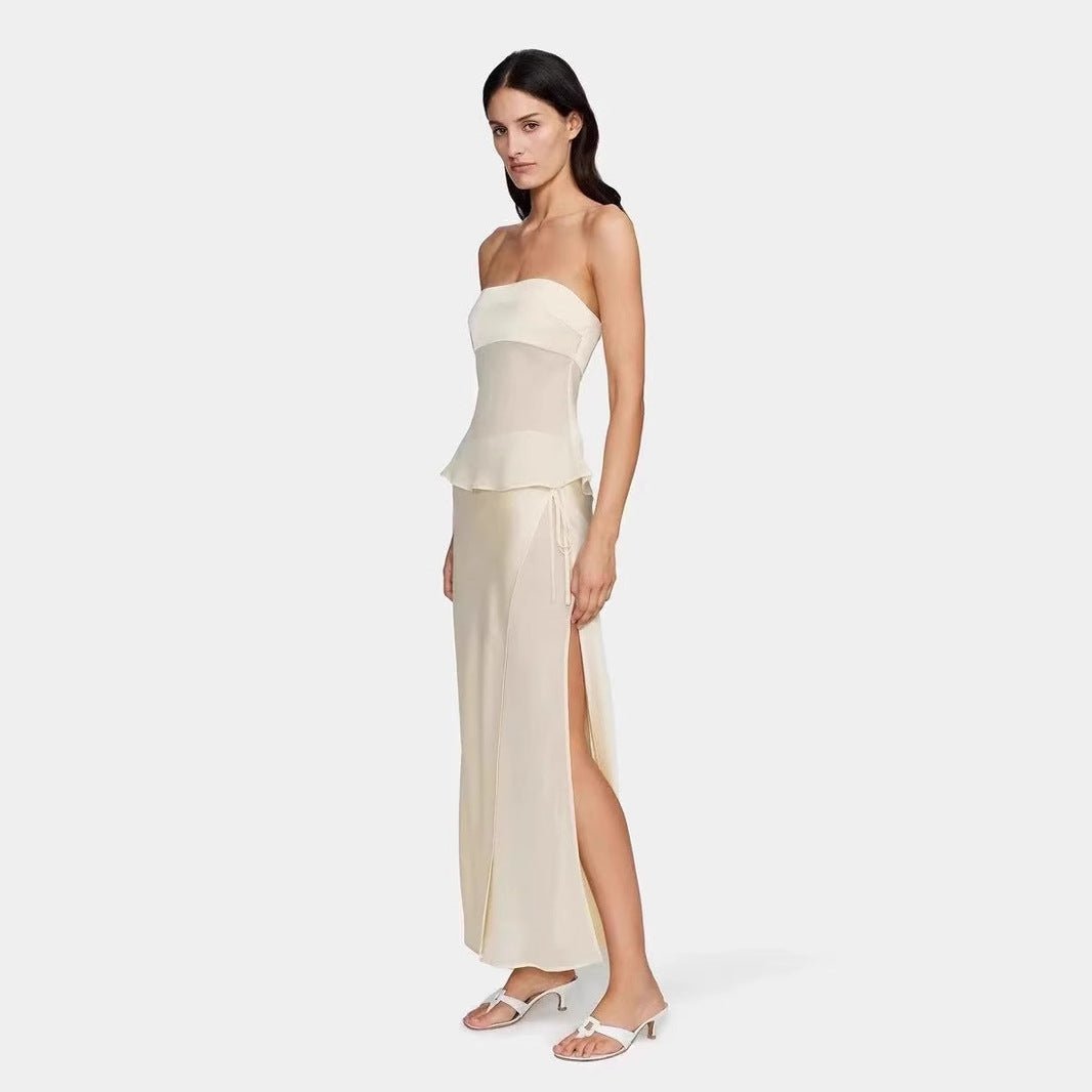 Women's Clothing Tube Top Sexy Elegant Solid Color Dress - Urban Mart